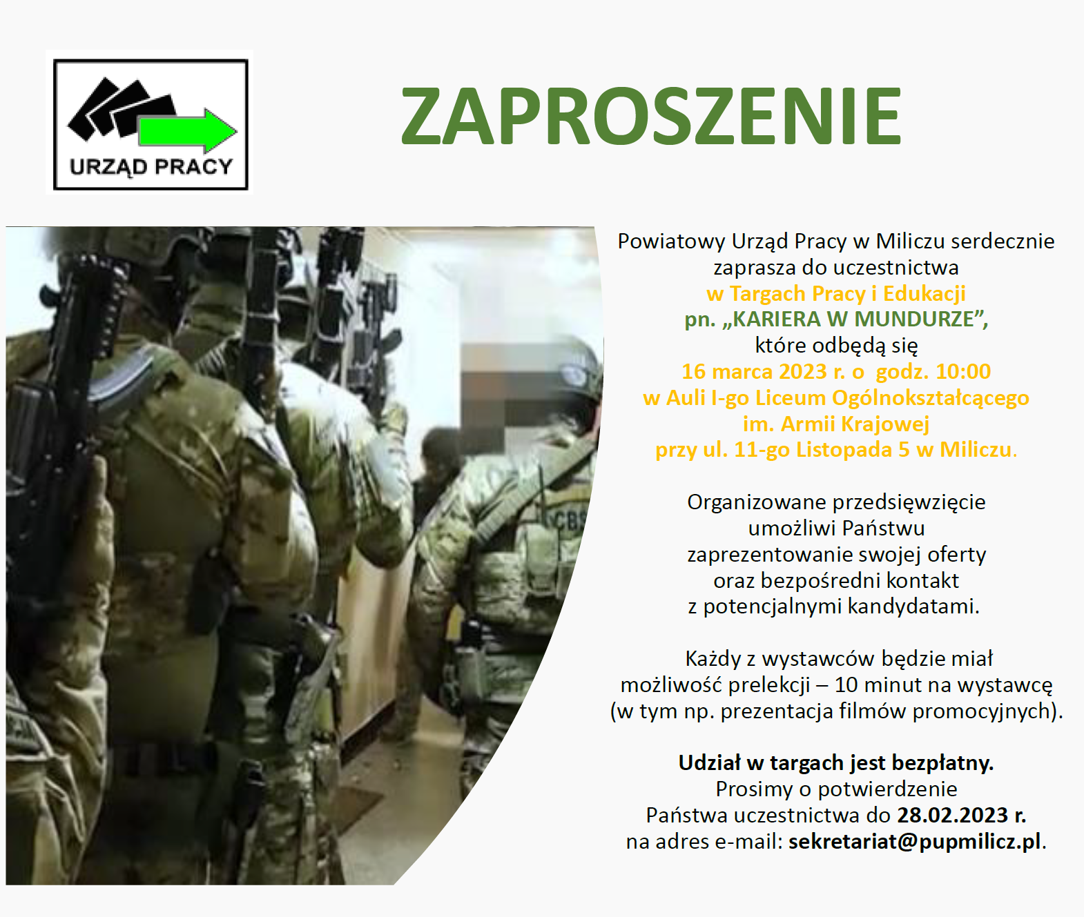 Plakat przedstawiający zaproszenie wystawców na wydarzenie